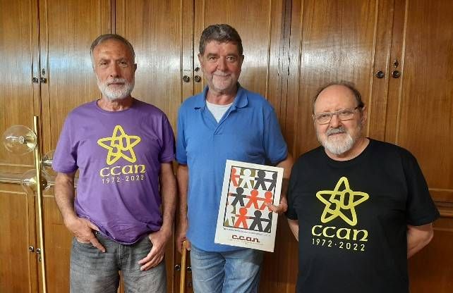 De izquierda a derecha, Ricardo Vega, Javier Carbajo y Juan Carlos Ponga, tres históricos del CCAN. 